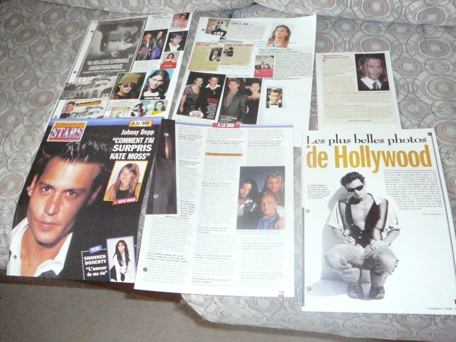 JOHNNY DEPP CLIPPINGS DÉCOUPURES FROM '90 & EARLY 2000 + 2 POSTERS PIN UPS