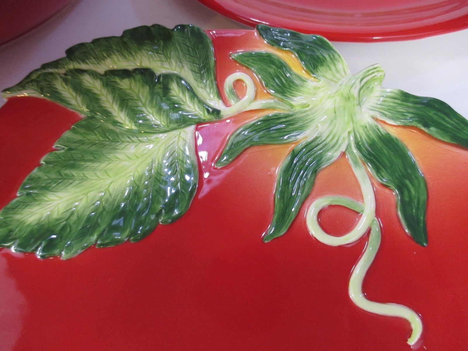 Fitz and Floyd Marche Serving Bowl & 4 plates Tomato Vegetable NOS #EL0515