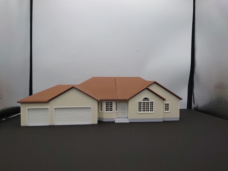 Updated!-1:64 Ranch with 3 Car Garage, cream, brown roof, removable