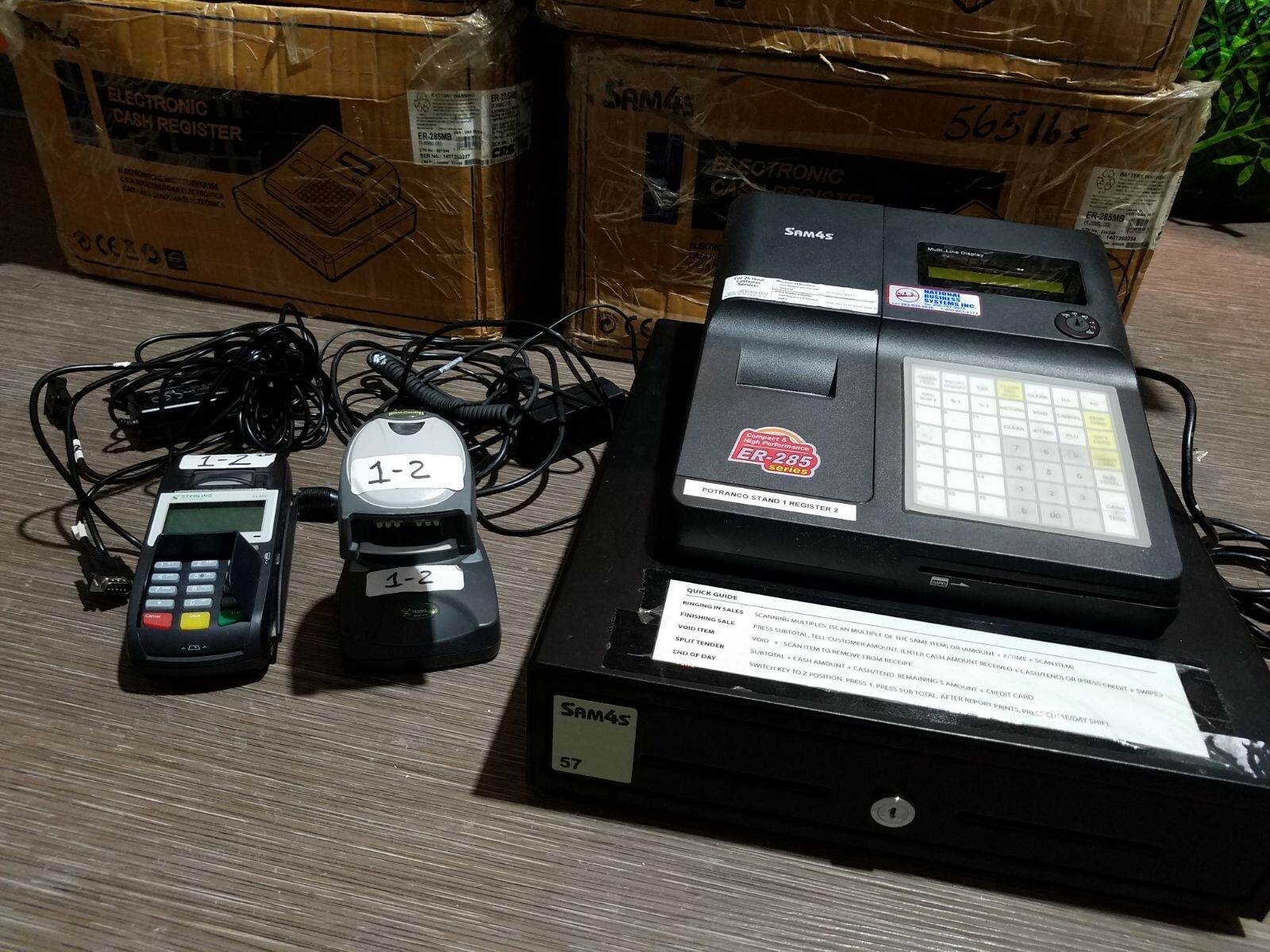 SAM 4S 285M Cash Register w/ Honeywell wireless scanner & Smart ECR TS890 CC
