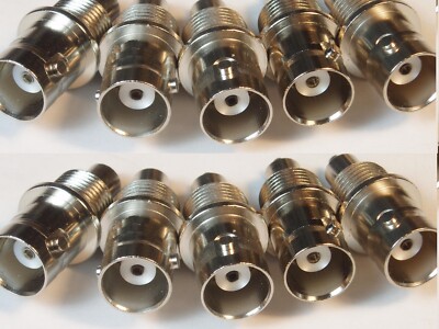 Qty 10: BNC Female Panel Mount Easy Solder Connectors for DIY & Prototyping NOS