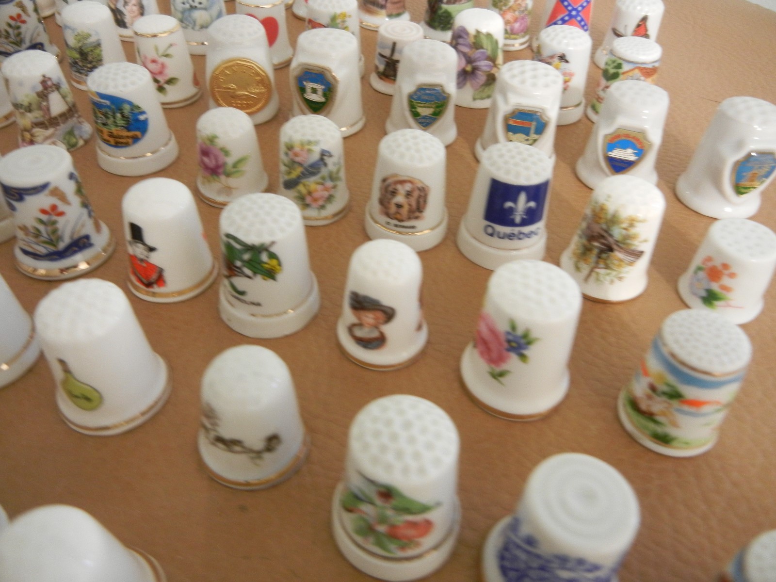 LARGE LOT  96 DIFFERENT  BONE CHINA SEWING  THIMBLES - EXC++