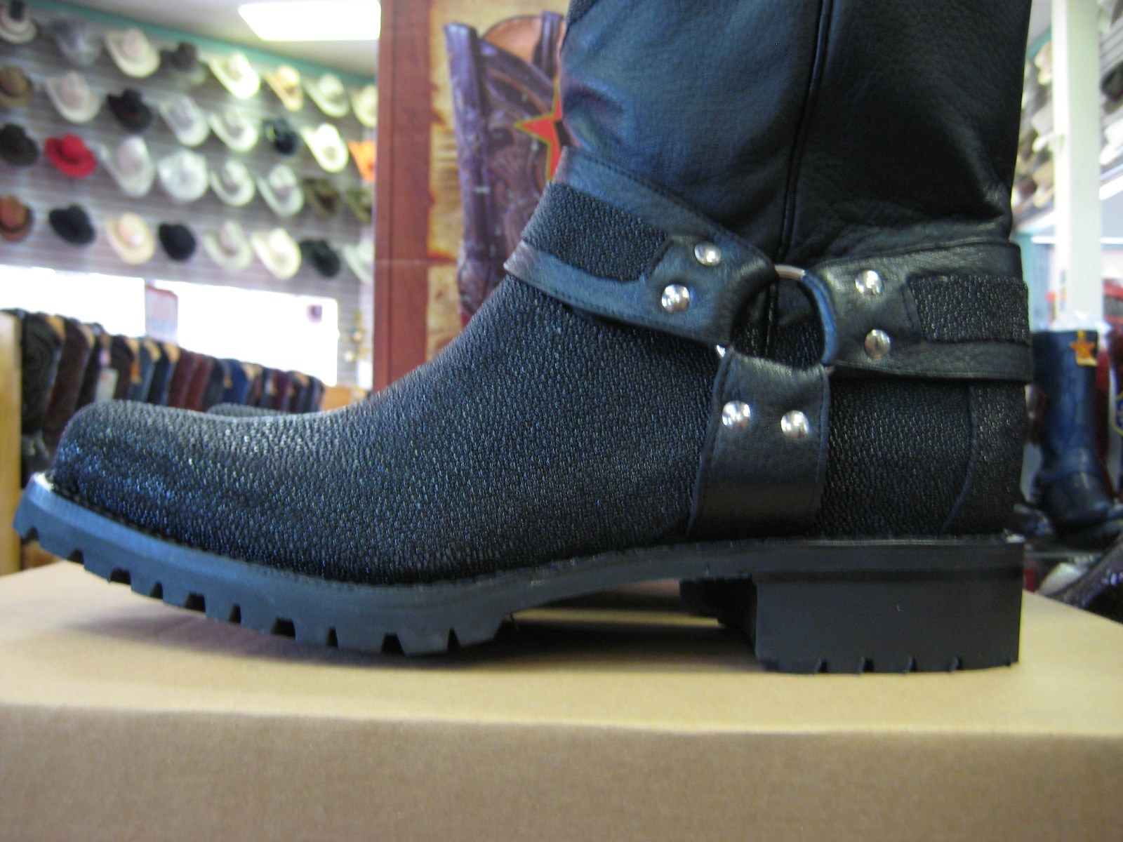 Pre-owned Los Altos Boots Los Altos Genuine Stingray Motorcycle Biker Western Cowboy Boot (d) 051495 In Black