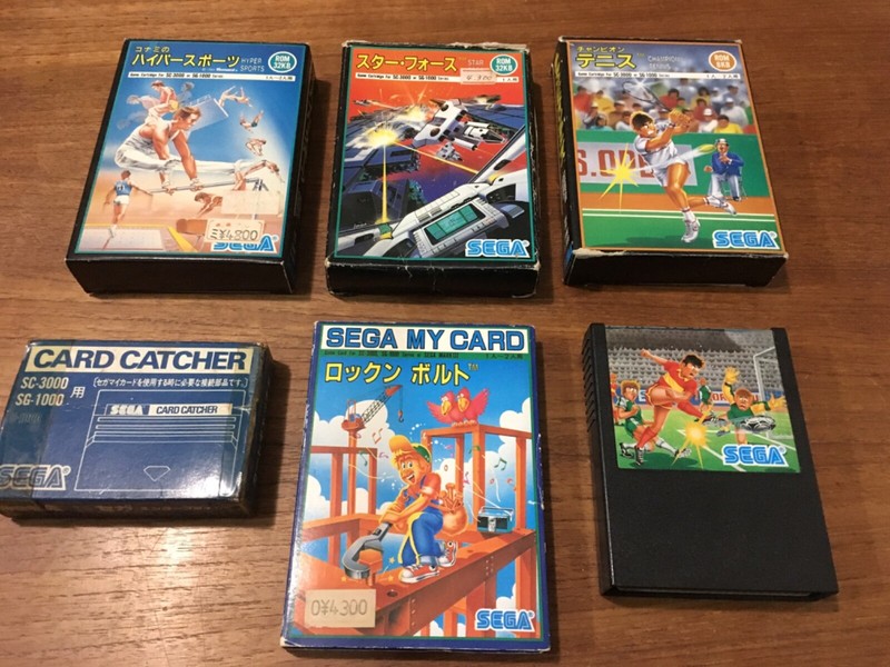 Sega Sg1000 Game Lot - Card Catcher, Hyper Sports, Rock N Bolt, Star Force