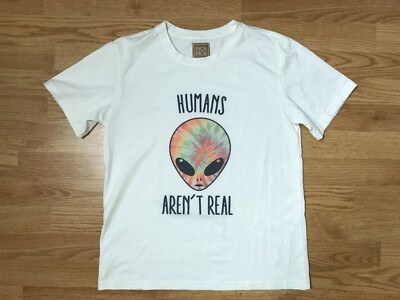 Tick Pick Alien Short Sleeve Graphic Tee Top Womens S Humans aren't real