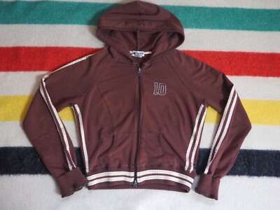 VTG Y2k 2000s Self Esteem Faded Brown Butterfly Zip Crop Hoodie Sweatshirt M/L