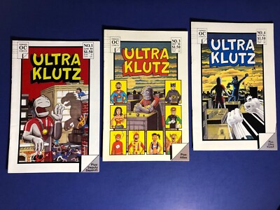 ULTRA KLUTZ  # 1 3 4 (1986, Onward Comics) Ultra-Man Satire Jeff Nicholson VF/NM