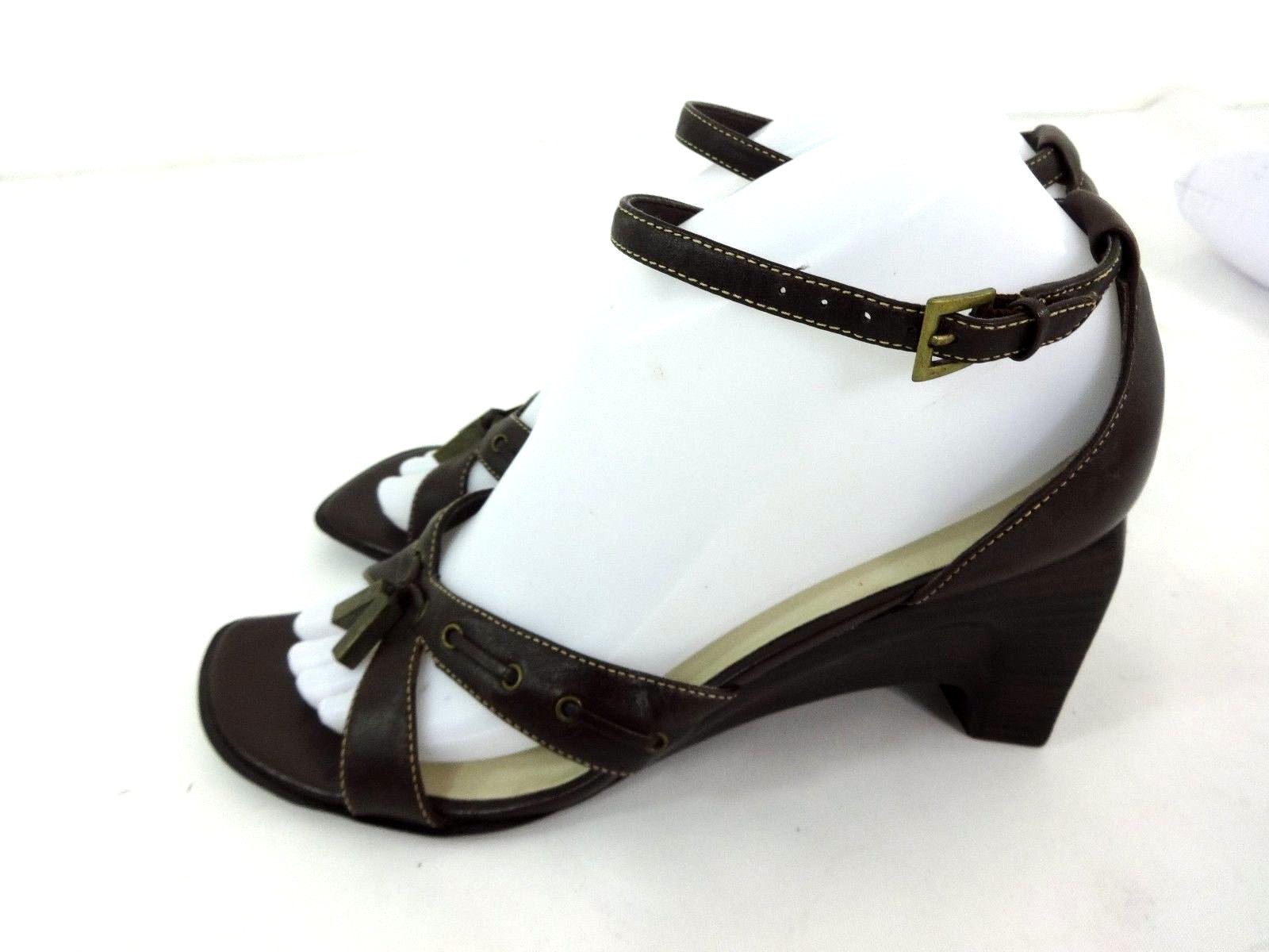 COLDWATER CREEK WOMENS BROWN LEATHER STRAPPY HEELS SHOES