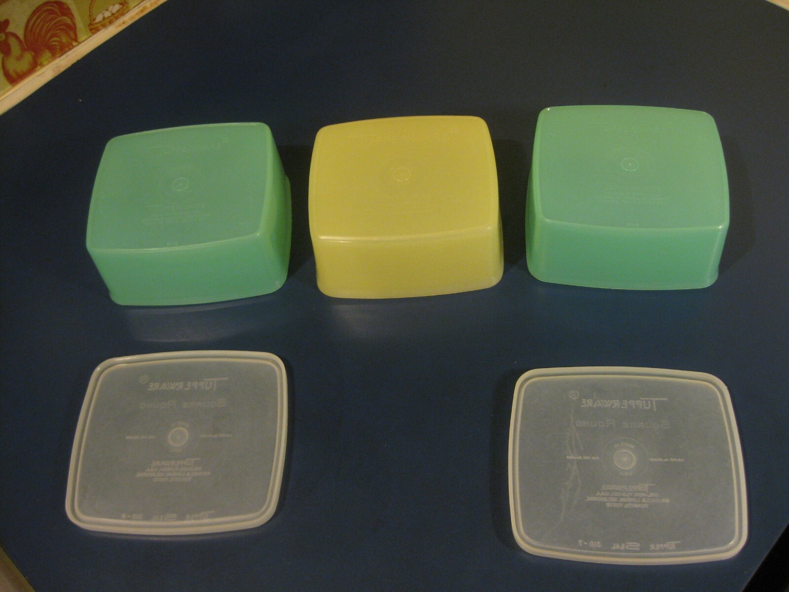 Lot of 3 Vintage Tupperware Square Rounds 311 and 2 Seals/Lids 310 Pastel U.S.A.
