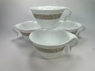 Corelle by Corning Ware 4 Cups Retired Floral Gold Pattern Hook Handle Mug C21