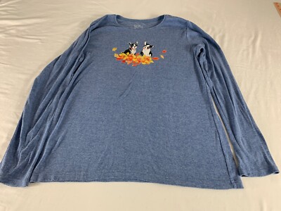 Women's Croft & Barrow The Classic Tee Long-Sleeve Dogs Fall Leaves Terrier