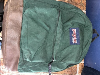 jansport green backpack leather bottom