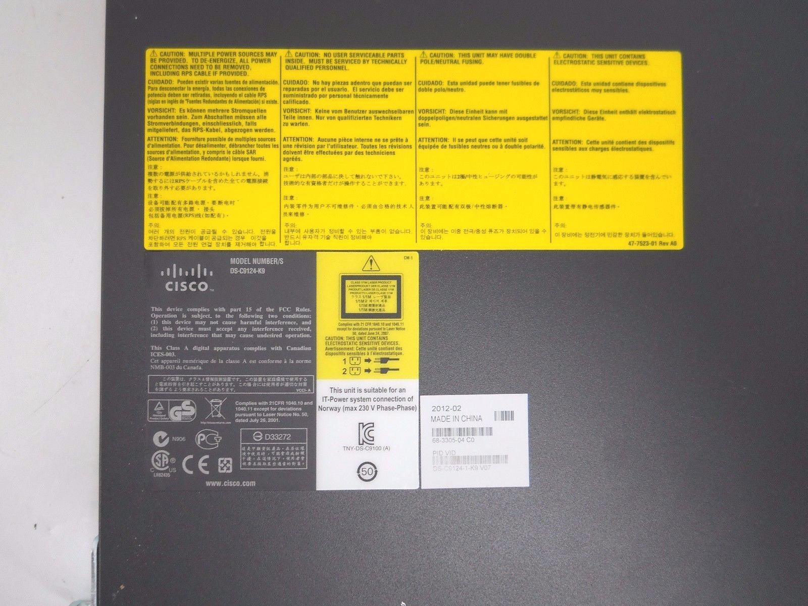 Cisco DS-C9100 Series DS-C9124-K9 V07 Multilayer Fabric Switch