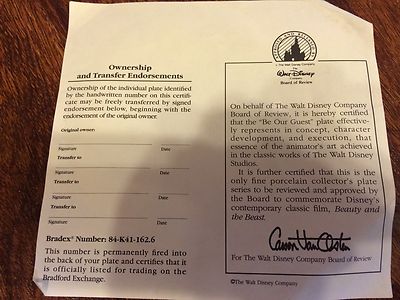 Disney Beauty Beast Collector Plate 