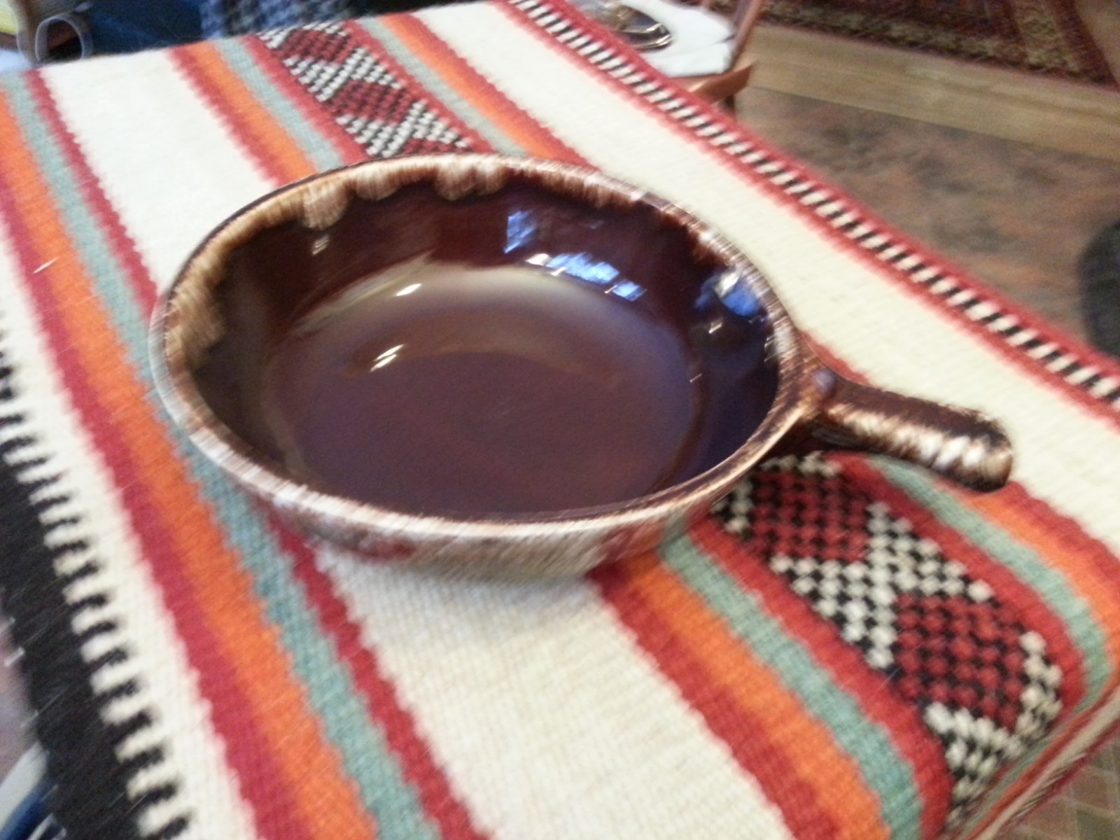 McCoy Brown Drip Kathy Kale Ceramic Serving Dish w/ handle & cover, collectible