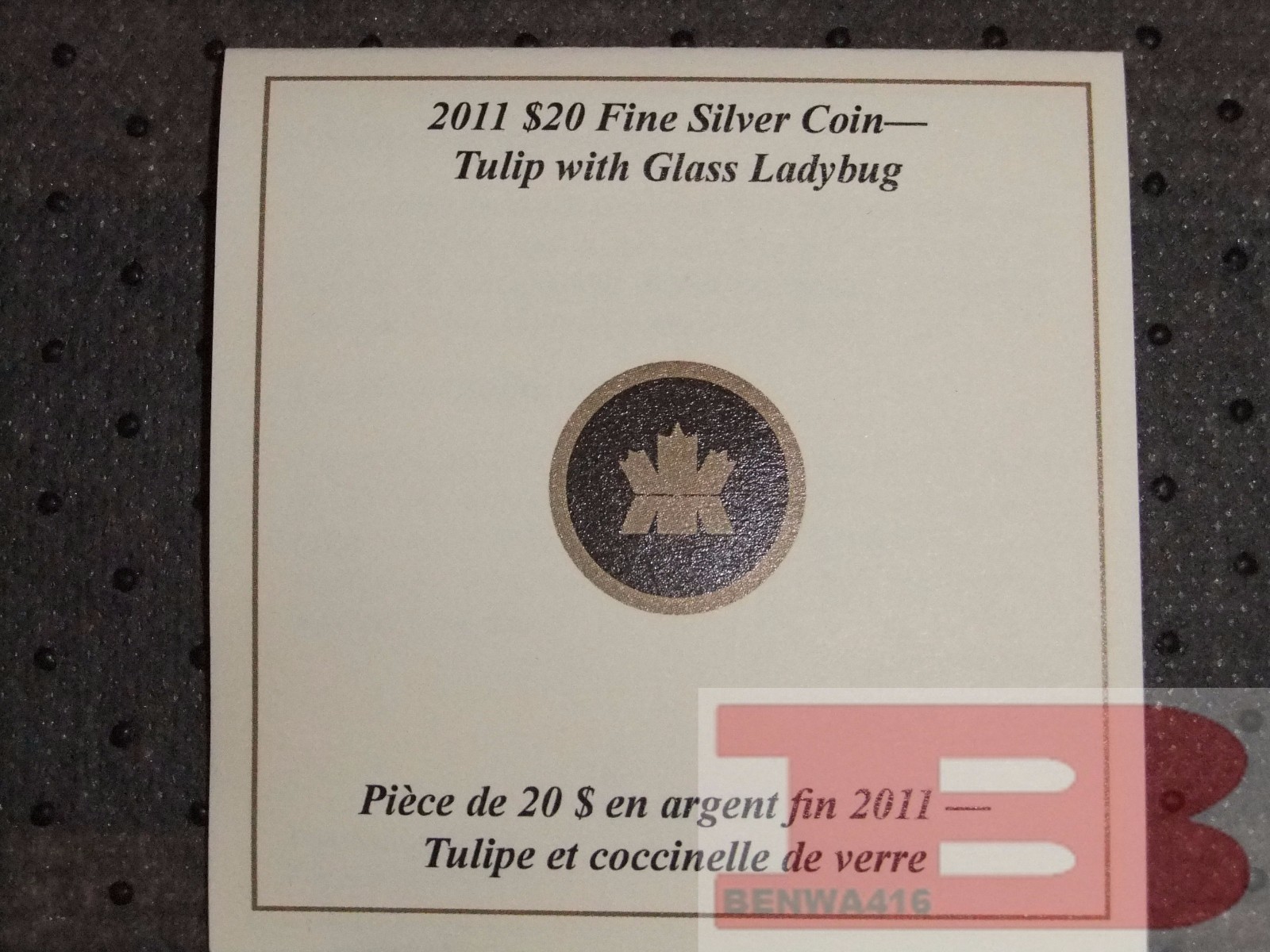 2011 Canadian Mint $20 Fine Silver Coin - Tulip with Ladybug