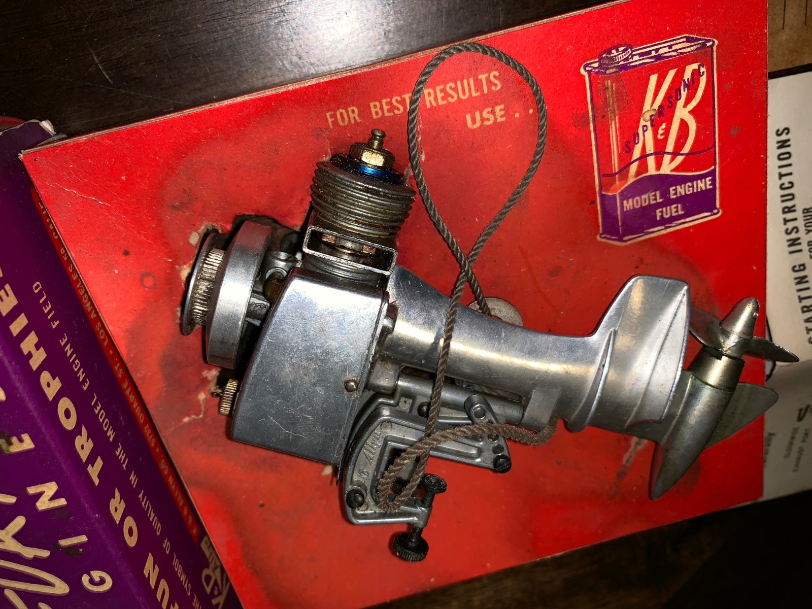 Vintage K&B Allyn Torpedo & Sea Fury .060 Outboard Model Gas Engine with Box