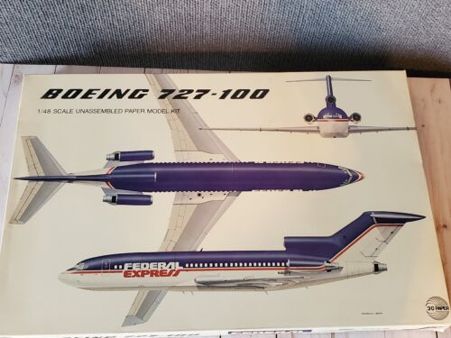 3-D Paper Boeing 727-100 Federal Express FED-EX Airplane 3-D Paper Boeing 727-100 Federal Express FED-EX Airplane