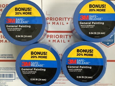 Painters Tape Blue Bonus Rolls 12 Rolls 3-M  Safe-Release Fast Same Day Ship !