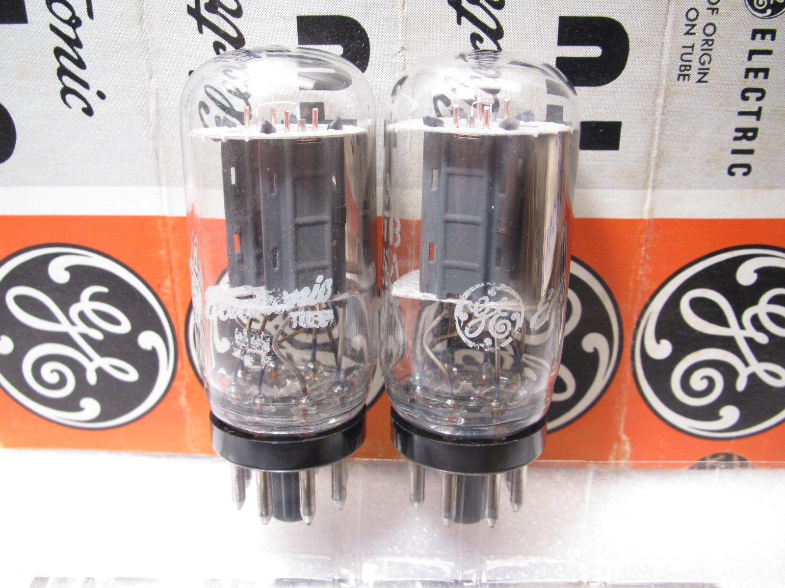 6SN7 GTB GE COIN BASE Bridge Filament PLATINUM MATCHED PAIR