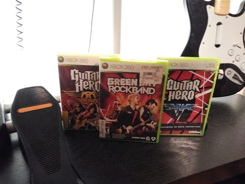 Rock Band Xbox 360 Bundle Drumbs Gutiar & 3 Rock Band Games Green Day Aero Smith