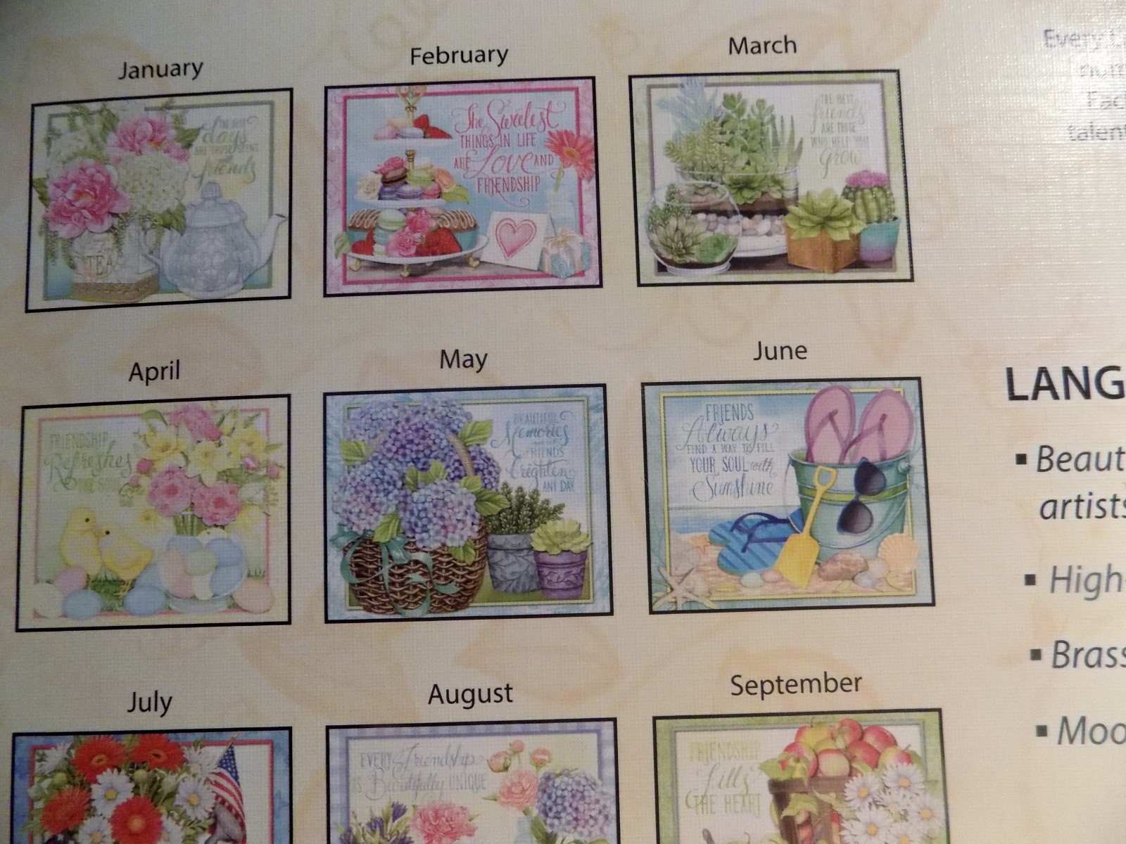 2019 Lang Abundant Friendship Wall Calendar Tamarin Teapot + 9x12