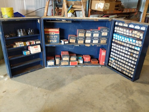 Vintage Industrial Wall Mount Tool Chest Cabinet Atlas Ignition stocked full!