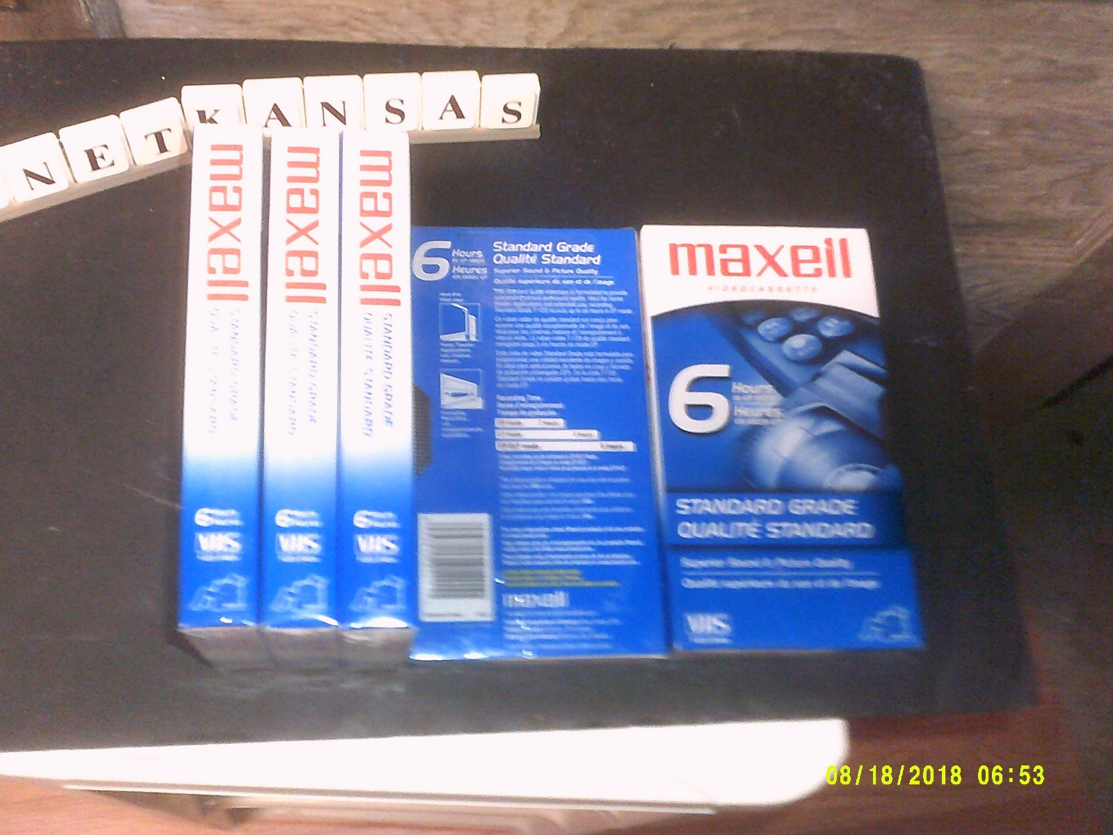 Lot of 5 New Vcr 6HR Standard Grade Vhs Cassette Tape Cartridge T120/246M Maxell