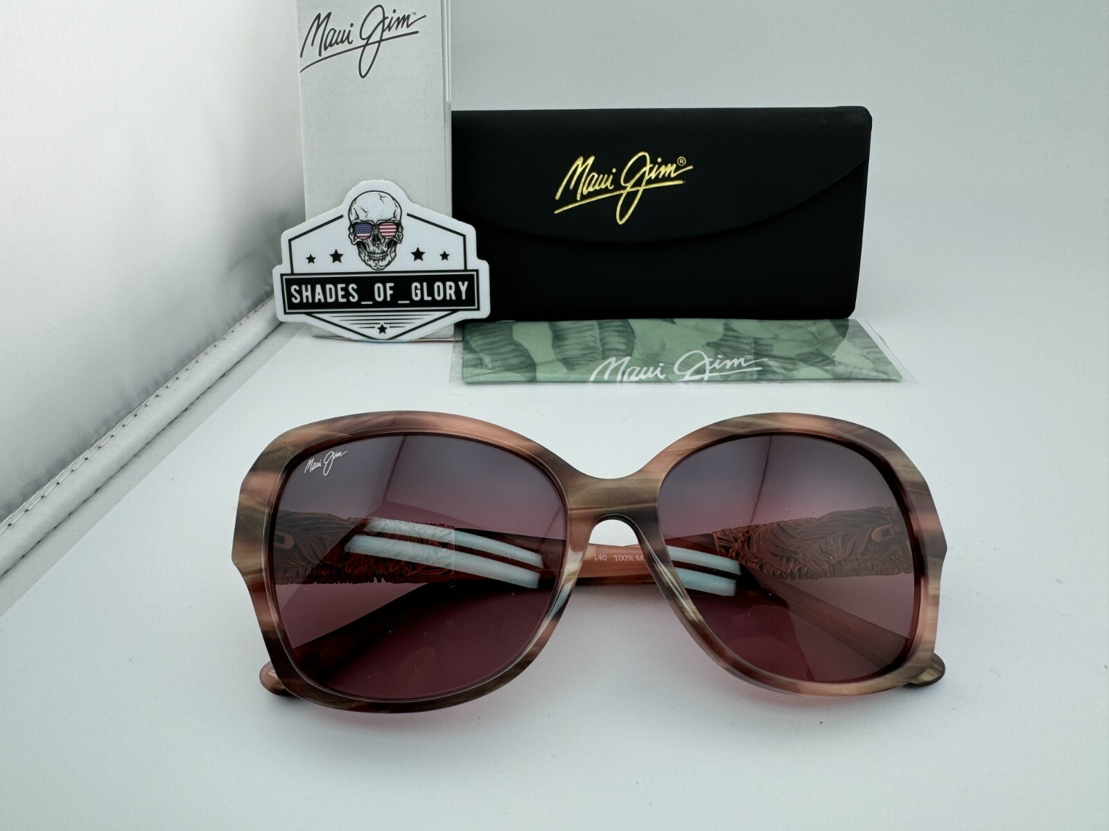Pre-owned Maui Jim Swaying Palms Mj530-90 Pink Tortoise 24k Maui Rose Polarized Sunglasses