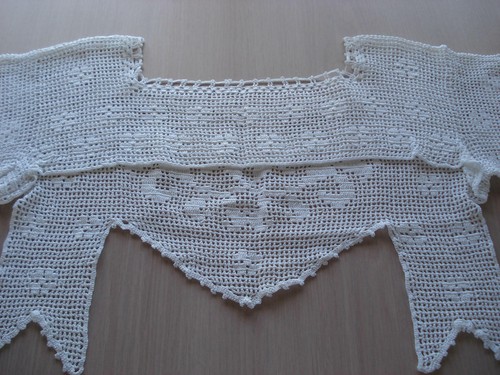 Gorgeous Handmade Filet Crochet Bodice With Sleeves - Antique 1900's - Unused