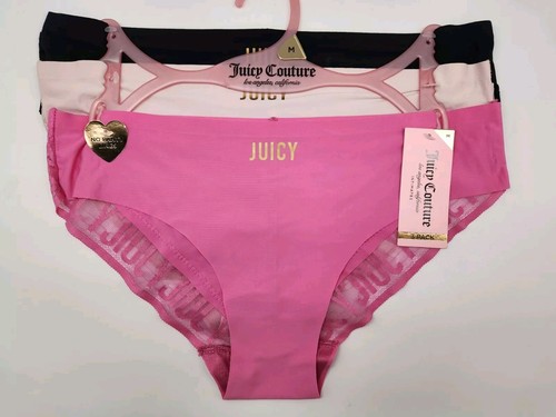JUICY COUTURE 3 Pack Women Medium Foil Logo No Lines Panties