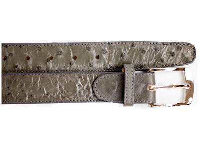 Pre-owned Belvedere Men's  Belt Genuine Ostrich Quill Up To Size 44 2001 Gray