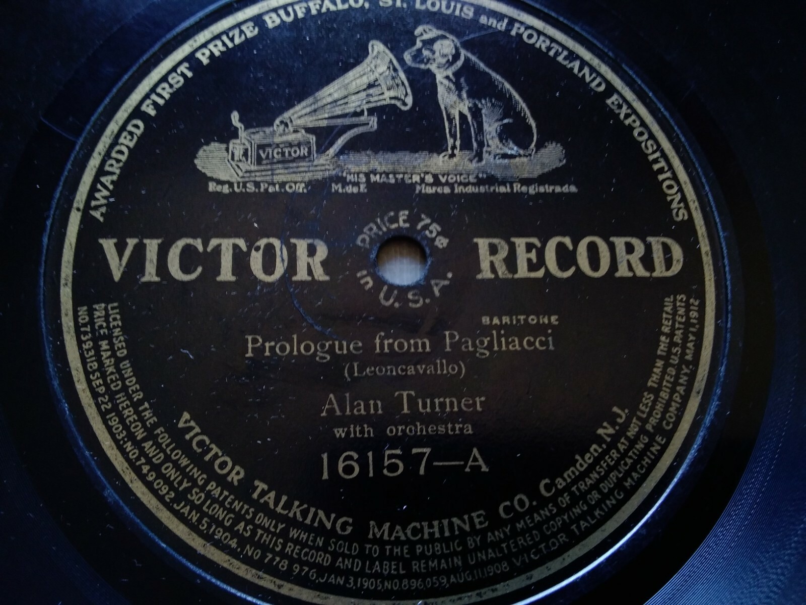 Alan Turner 78rpm Single 10-inch Victor Records #16157