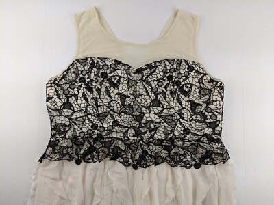 NEW Harry Potter Prom Dress Plus 18 Cream Black Crotchet Knit Lined Ruffle WB T2