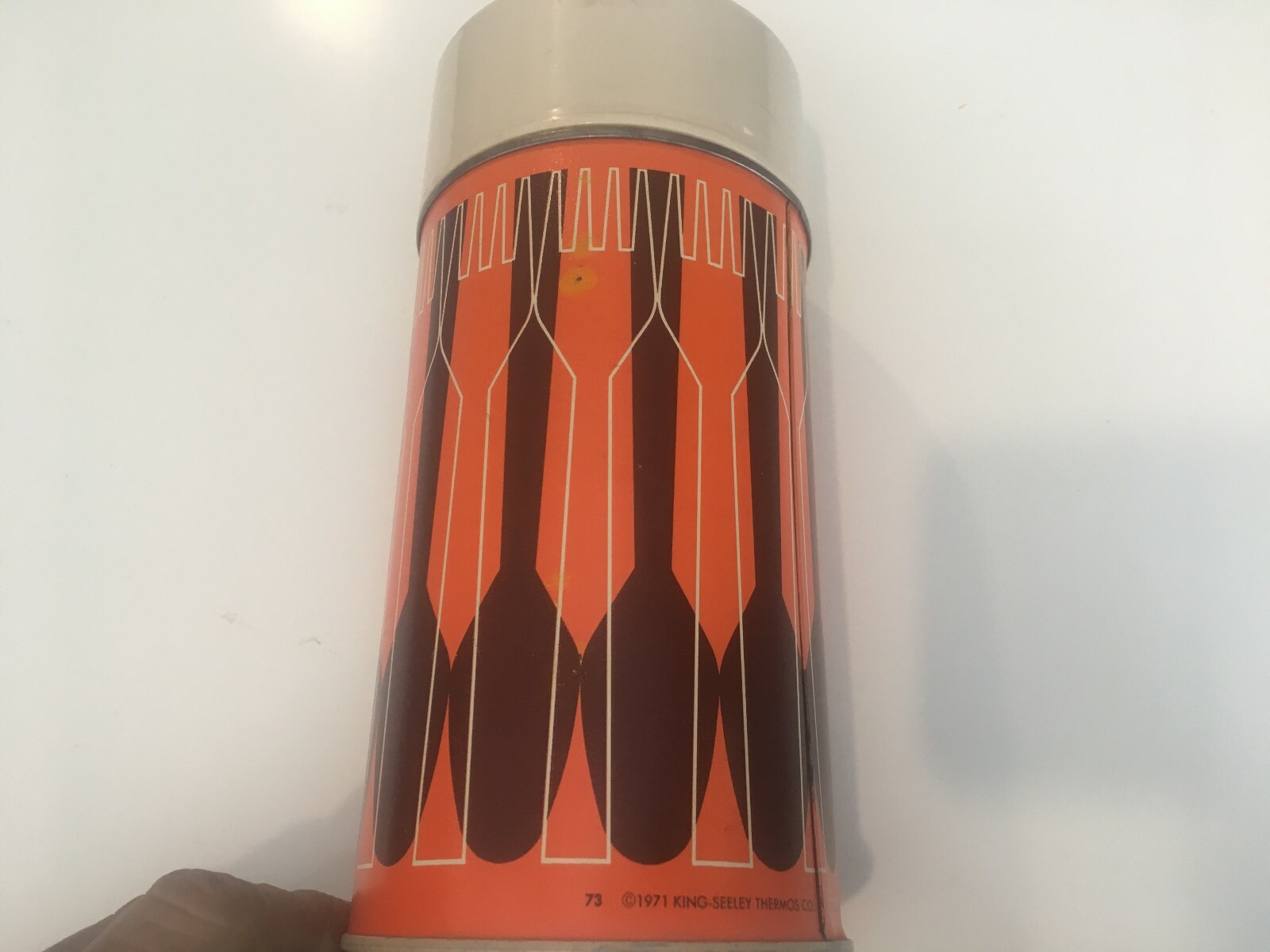 Vintage King Steely Thermos 1971 Pint Size Metal - 7263 - NICE CLEAN - FREE SHIP