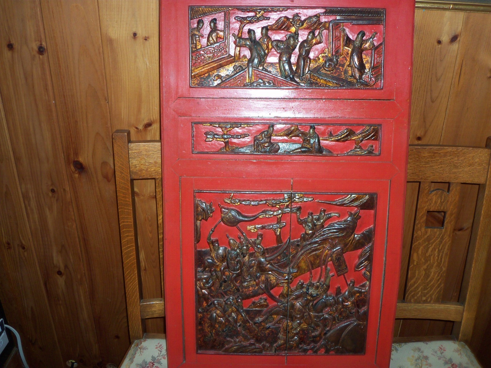 RARE  VINTAGE CARVED CHINESE PANELS DEPICTING SEVERAL SCENES -Ching Dynasty