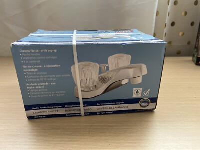 LDR Double Handle Lavatory Faucet Chrome Finish With Popup 0114120CP Sealed NewH