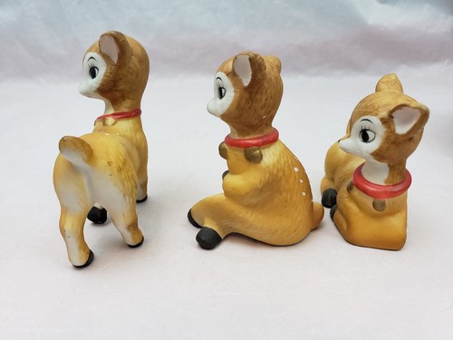 Set 3 Vintage Porcelain Deer ~ Fawns Homco Porcelain Christmas Figurines #5606