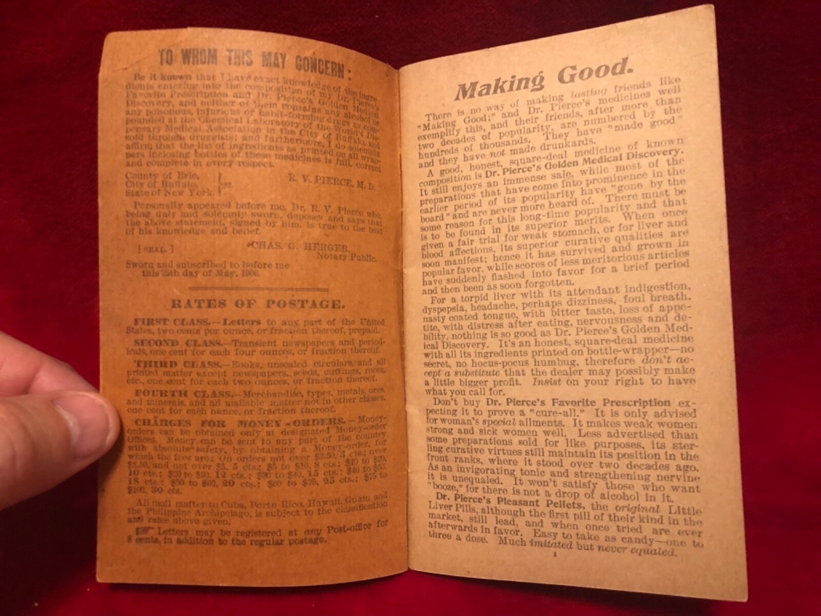 Antique 1909 Pierce's Memorandum Account Book for Farmers, Mechanics