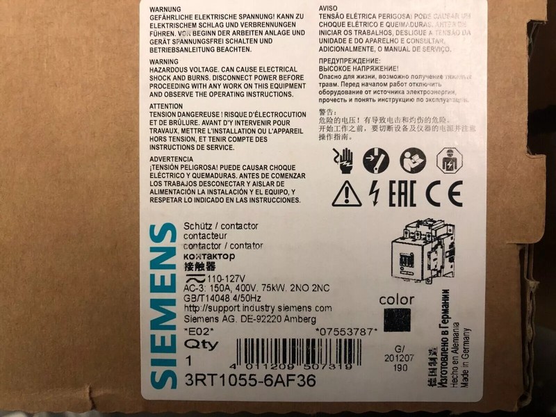 1pcs 3rt1055-6af36 New Original Siemens 3rt1 055-6af36 Contactor Fast Delivery