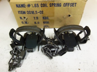 2  Bridger #1.65 Offset Coil Spring Traps  Fox Raccoon Bobcat Trapping 