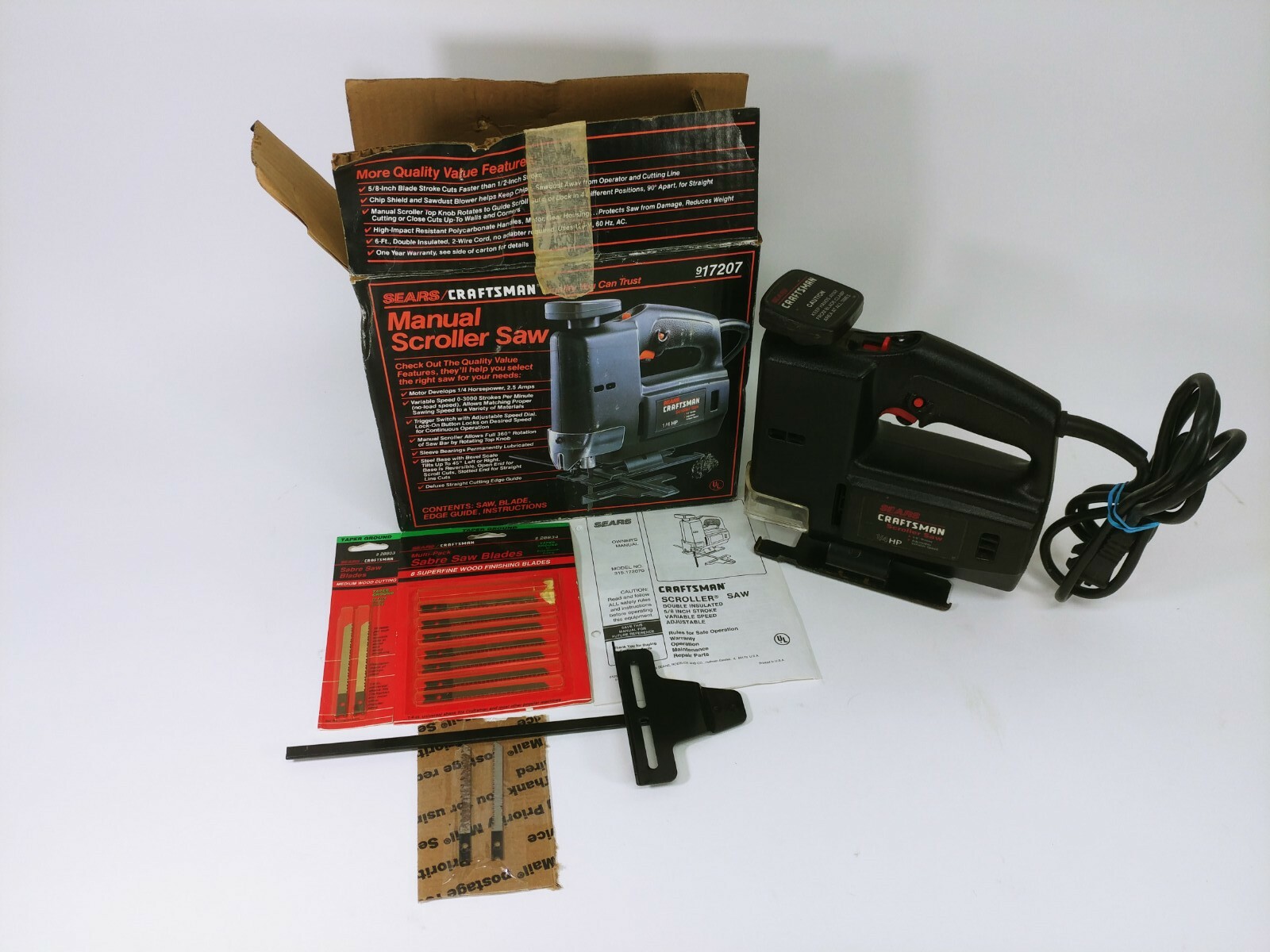 Vintage Sears Craftsman Manual Scroller Saw w Box 917207 & Extra