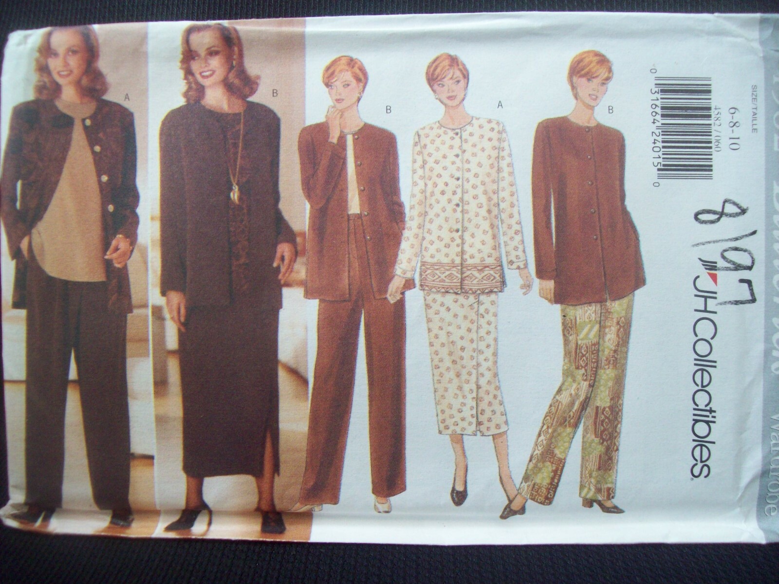 Vintage Butterick Pattern 4582 JH Collectibles Wardrobe Sizes 6-10 UC/FF NOS