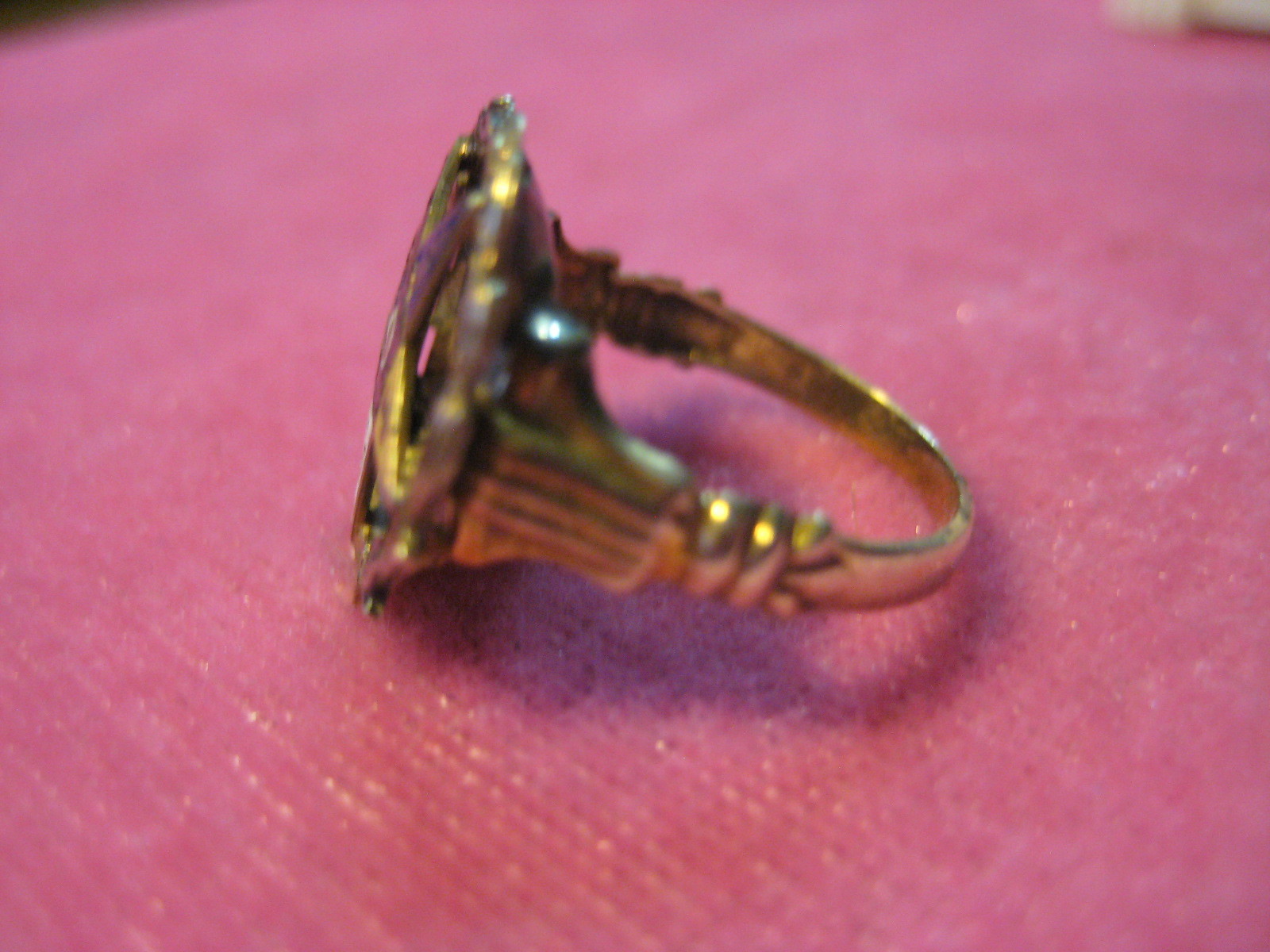 Ladies Woman's EASTERN STAR RING Free Mason Masonic 10 K Gold Enamel Size 3 1/2