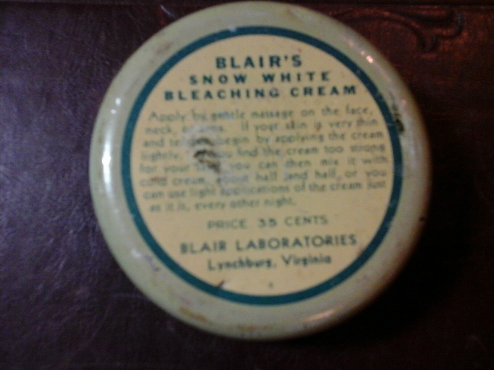 Vintage Blair's snow white bleaching cream tin 1.5 oza