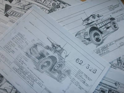 Daimler.Armoured car.MK1. Stowage sketches.x 6.