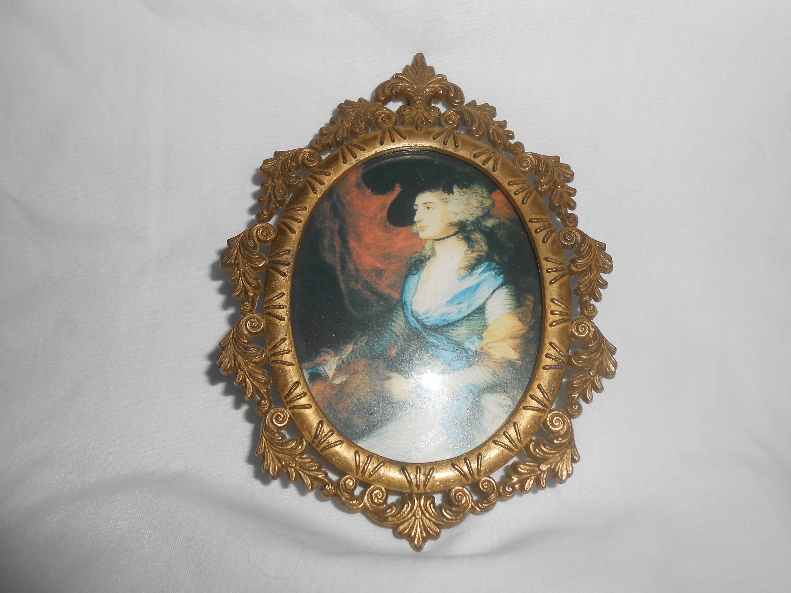 Brass Picture Frame with Oval Glass Made in Italy Vintage