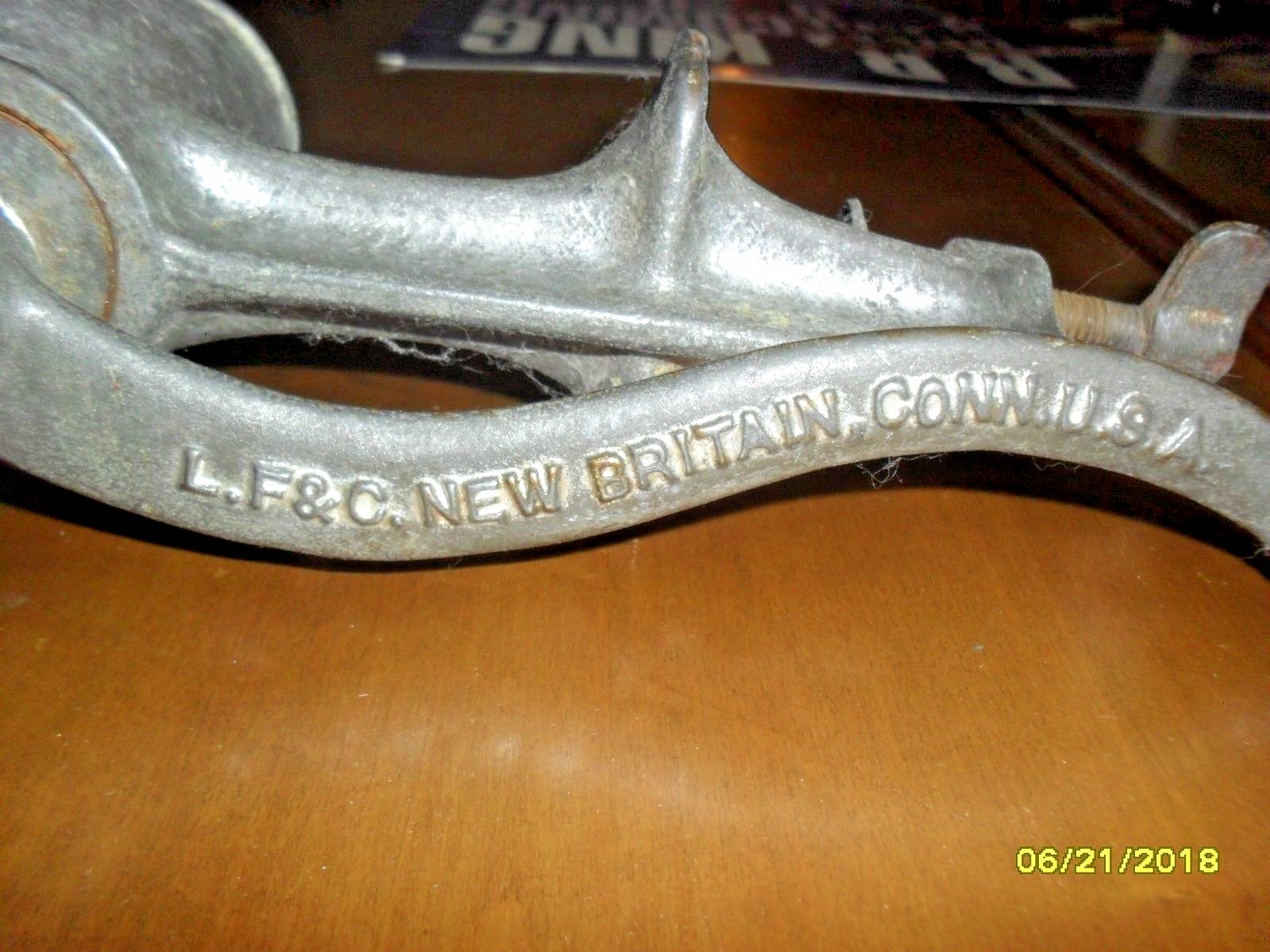 L.F. & C Wooden Handled Hand Crank Meat Grinder