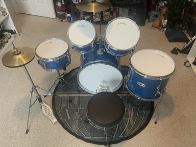 OPEN BOX - 5-Piece Junior Drum Set with Brass Cymbals Beginner Starter Kit