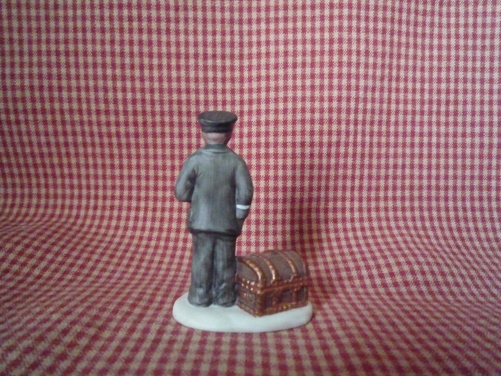 LEFTON COLONIAL CHRISTMAS VILLAGE -  RAILROAD MAN (STATION MASTER) WITH TRUNK